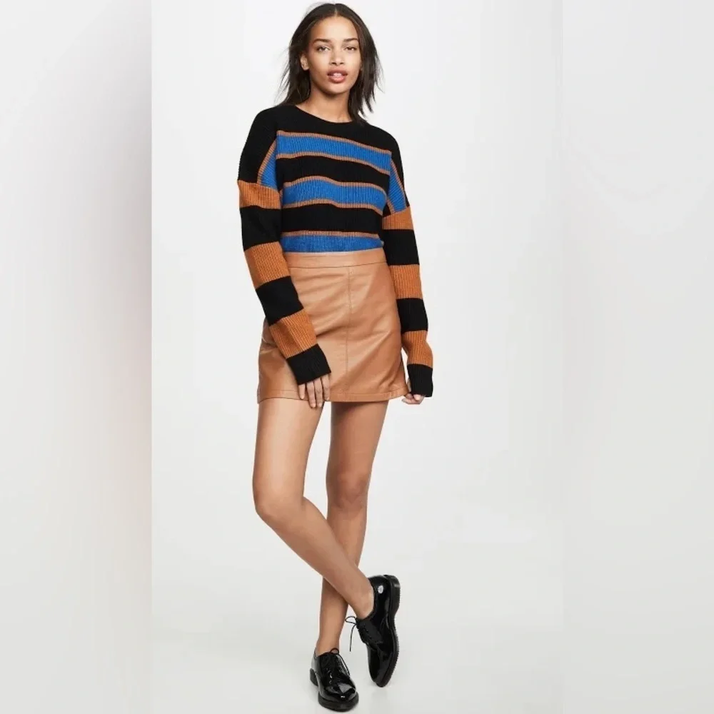 A.L.C. Roman Stripe Sweater in Cobalt Caramel Black size XS